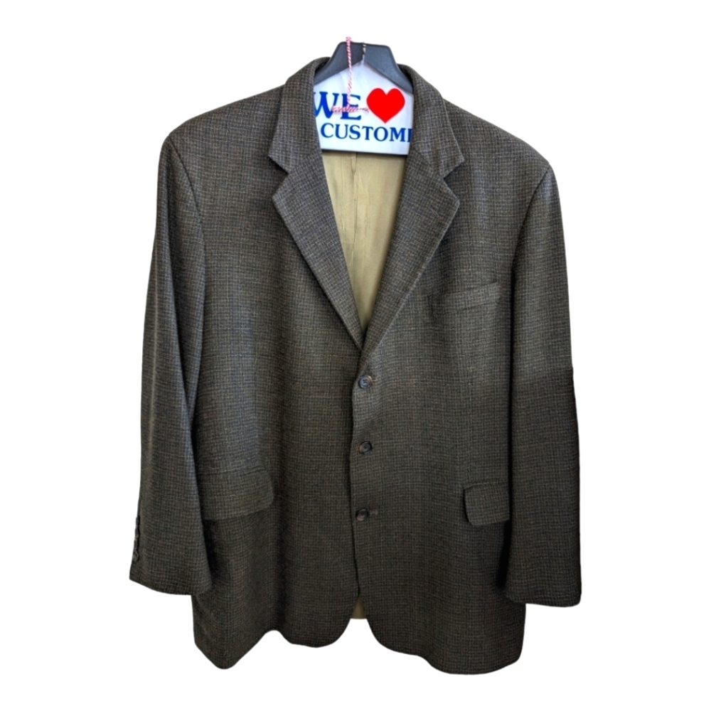 Baracuta Wool Brown Tweed  3 Button Jacket Size 48R Internal Flaw
